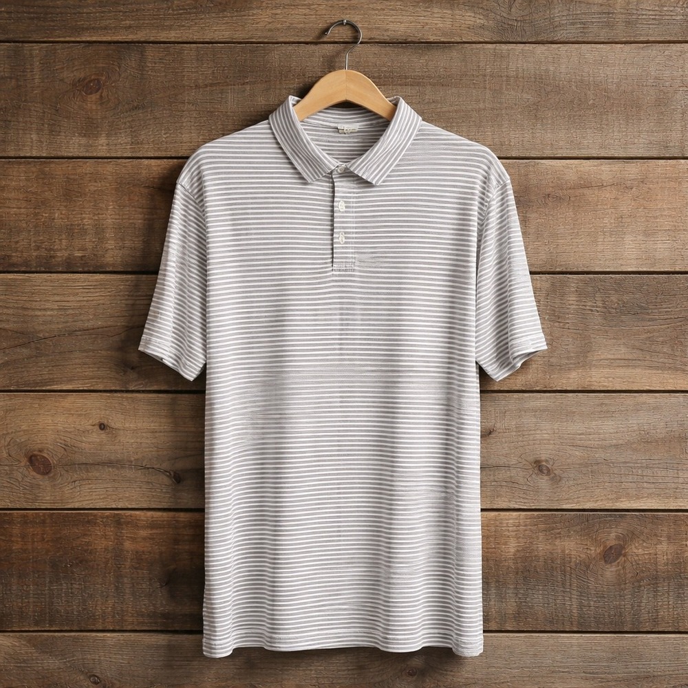 J.Crew‎ Performance Polo Shirt Mens XXL Grey White Striped Short Sleeve Golf EUC
